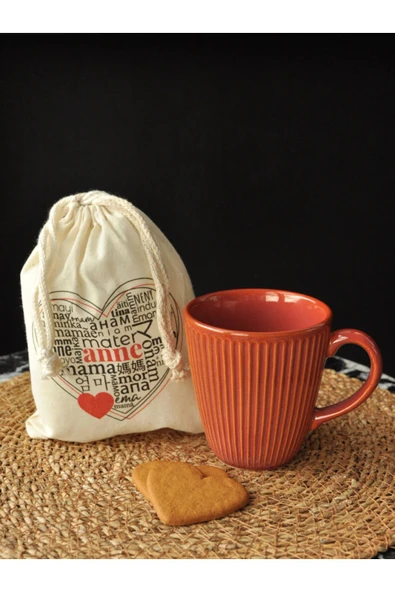 Anneler Günü Hediye Keseli Kupa Kızıl Kahve ürün görseli 1