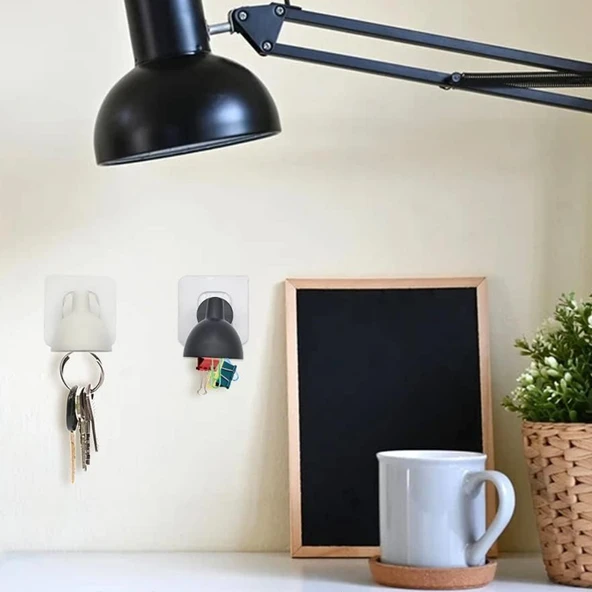 Lamba Şeklinde Mıknatıslı Duvar Tipi Anahtar Tutucu Askı Yapışkanlı Dekoratif Priz Yanı Anahtarlık Organizer - 6