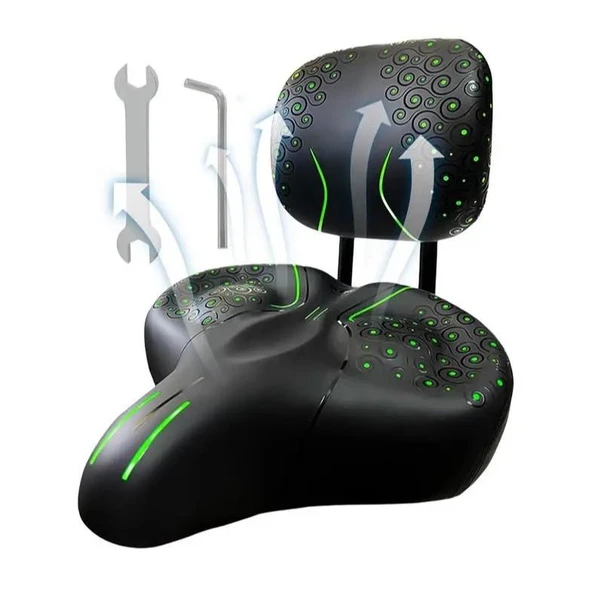 Sırt Destekli Bisiklet Sele Koltuğu Sırt Desteği ile Bisiklet Elektrikli Bisiklet Selesi Yeşil - Resim 7