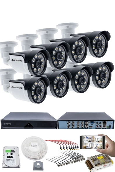 8 KAMERALI GÜVENLİK KAMERASI SETİ - 5MP Sony SecuLensli 1080P AHD, 8 Warm LED, Colorvu Gece Renkli Görüş, 1TB Disk ürün görseli