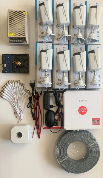 8'li Güvenlik Kamerası Seti - 5MP Sony SecuLensli 1080P Full HD AHD, 8 Ultra Warm LED, Gece Görüşlü, ColorVu Teknolojisi, Metal Kasa, Yüz Tanıma,V1 - Resim 3