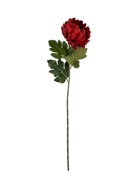 Yapay Çiçek Krizantem Kırmızı 90cm Tek Dal Kumaş Çiçek Uzun Dal - Resim 2