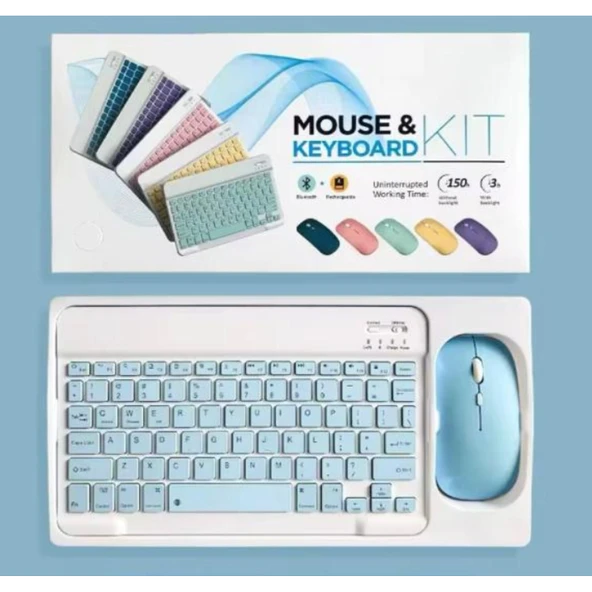 ZR20Km Mavi Kablosuz Klavye Mouse Set