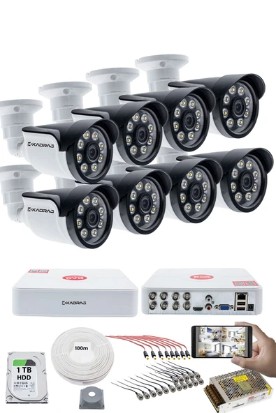 8 KAMERALI GÜVENLİK KAMERASI SETİ - 5MP Sony SecuLensli 1080P AHD, 8 Warm LED, Colorvu Gece Renkli Görüş, V1 - Resim 2