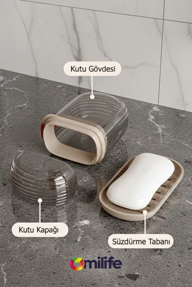 Şeffaf Kutu Şeklinde Plastik Katı Sabunluk Pratik Kullanımlı Hijyenik Banyo Sabun Kabı - Resim 4