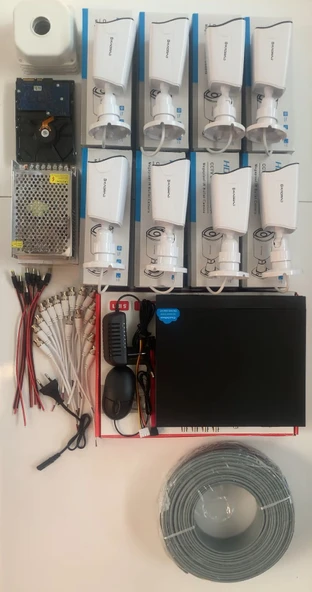 8 KAMERALI GÜVENLİK KAMERASI SETİ - 5MP Sony SecuLensli 1080P Full HD AHD, 6 Atom LED, Gece Görüşlü, IP66 Su Geçirmez, Plastik Kasa - Resim 3