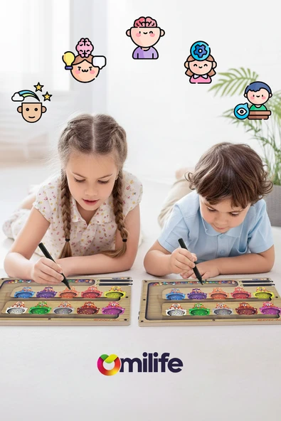 Manyetik Renkli Sayma ve Eşleştirme Labirenti - Ahşap Montessori Oyuncağı, 3-5 Yaş Çocuklar için Eğitici, Eğlenceli ve Taşınabilir Manyetik Boncuk Oyun Seti - Resim 12