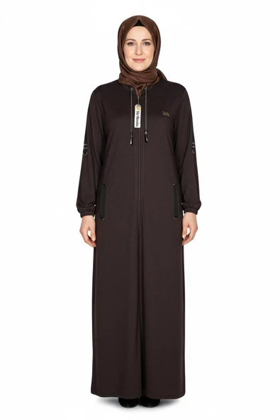 Hesna Kadın Zeren Büyük Beden Baharlık Boydan Kahverengi Pardesü