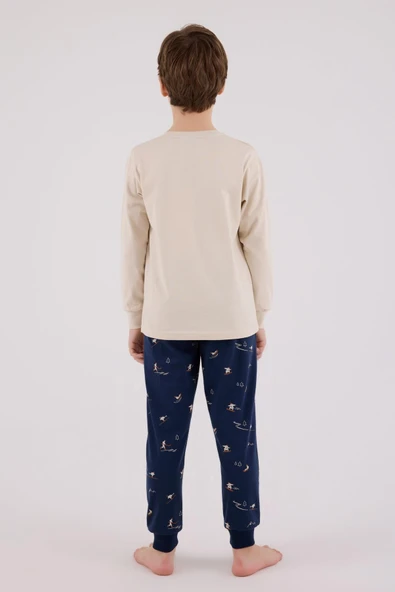 Arnetta Garson Erkek Çocuk Amazing %100 Pamuk 4 Mevsim Baba-Oğul Uzun Kollu Pijama Takım - 7