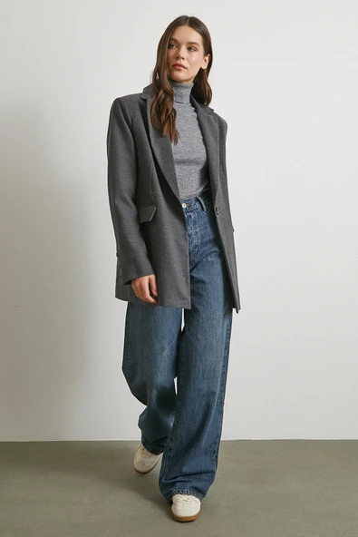 Yüksek Bel Beş Cepli Regular Fit Jean Lacivert - Resim 3