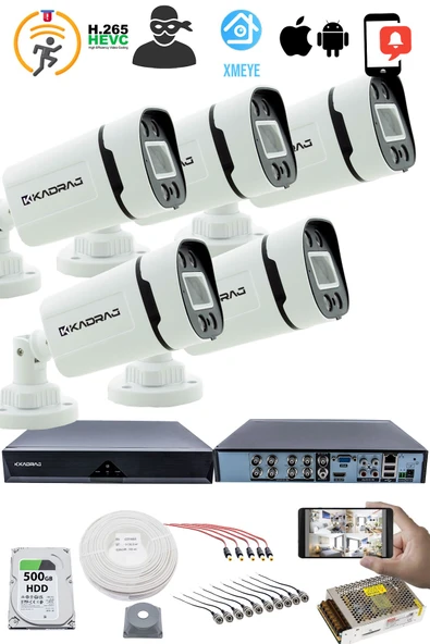 5 KAMERALI GÜVENLİK KAMERASI SETİ - GECE RENKLİ 5MP SONY SECULENS, 1080P FULL HD AHD, 4 WARM LED, COLORVU - PLASTİK KASA - Resim 2