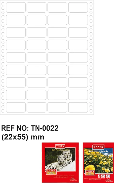 TANEX BİLGİSAYAR ETİKETİ TW-0022 22 X 55 MM 3 LÜ - 1 PAKET - Resim 2