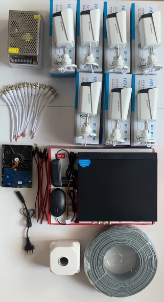 7'LI GÜVENLİK KAMERASI SETİ - 5MP Sony SecuLensli 1080P Full HD AHD, 8 Ultra Warm LED, Gece Renkli Görüşlü, Colorvu Teknolojisi, Metal Aluminyum Kasa - Resim 3