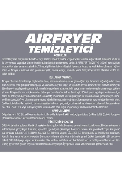 Sır Airfryer Temizleyici 250 ml - Resim 2