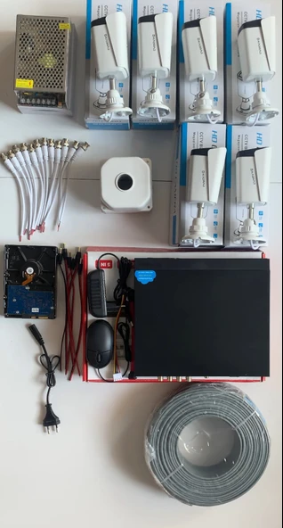 6 KAMERALI GÜVENLİK KAMERASI SETİ - 5MP Sony SecuLensli 1080P Full HD AHD, 8 Ultra Warm LED ,Gece Renkli, Colorvu Teknolojisi, Metal Aluminyum Kasa - Resim 3