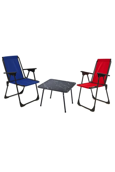 Exent 45x60 Katlanır Masa + 2 Adet Kamp Sandalyesi, Çift dikişli 120 kg kapasiteli-KIR-LAC-MER ürün görseli