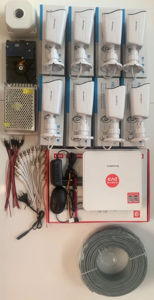 8 KAMERALI GÜVENLİK KAMERASI SETİ - 5MP Sony SecuLensli 1080P Full HD AHD, 8 Ultra Warm LED, Gece  Renkli Görüşlü, V1 - Resim 3