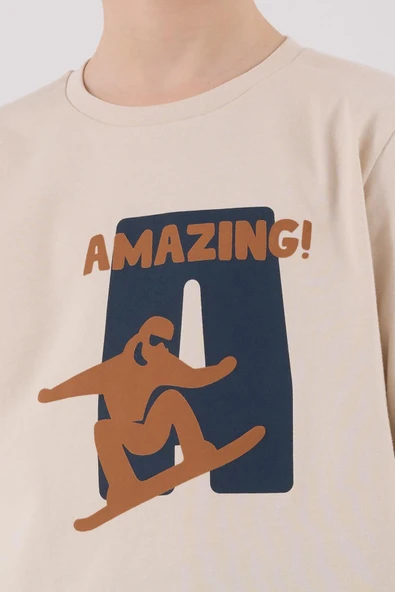 Arnetta Garson Erkek Çocuk Amazing %100 Pamuk 4 Mevsim Baba-Oğul Uzun Kollu Pijama Takım - 6