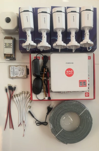 5 KAMERALI GÜVENLİK KAMERASI SETİ - GECE RENKLİ 5MP SONY SECULENS, 1080P FULL HD AHD, 4 WARM LED, COLORVU - V1 - Resim 3