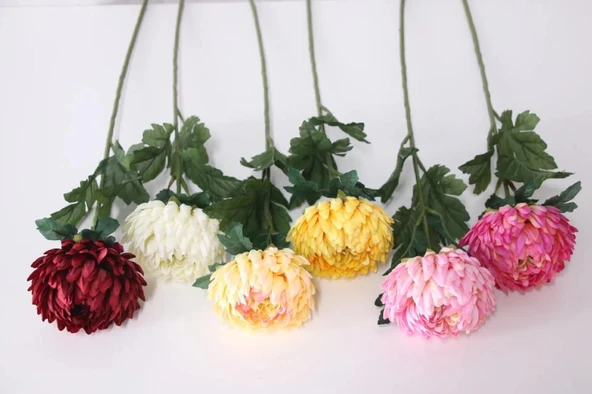 9lu Set Yapay Çiçek Krizantem Karışık Renk 90cm Tek Dal Kumaş Çiçek Uzun Dal - 4