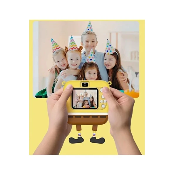 Sünger Bob Tasarımlı Yeni Nesil Çocuk Dijital Mini Fotoğraf Makinesi Çift Kamera - 6