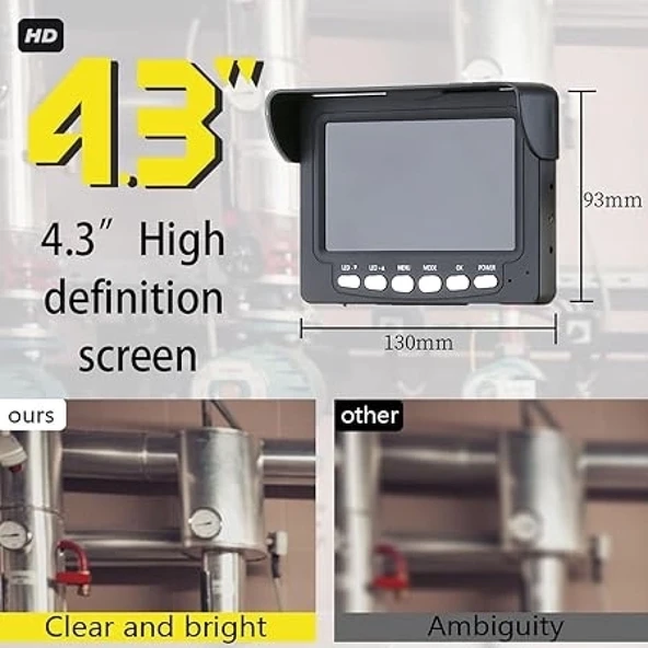 Profosyonel Ekranlı Kameralı 30 Metre Fiber Kablo Yılan Endoskop Kameralı Hafıza Kart Girişli Kuyu, Sondaj, Kanalizyasyon Kamerası 8 Mm 4.3 Inc - 3