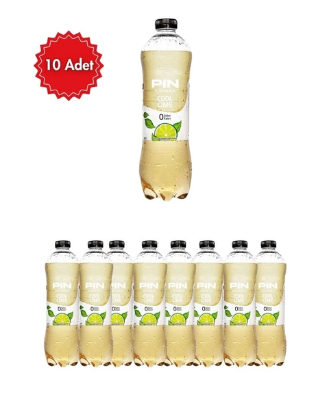 Pin Misket Limonu Aromalı Cool Lime 1 LT x 10 Adet  Ferahlatıcı Meyve Aromalı Buzlu Çay