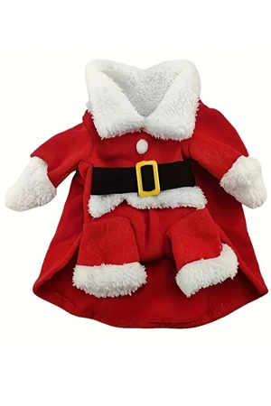 Şenlikli Noel Baba Köpek Kostüm Seti – Küçük Irklar İçin Sıcak Polyester Tulum, Kazak Tasarım Evcil Hayvan Kıyafeti-L beden - 5