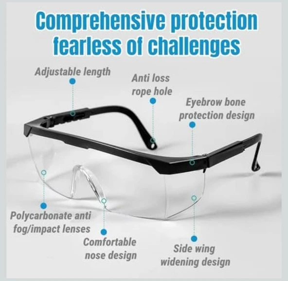 Şeffaf Koruyucu İş Gözlüğü Şeffaf Taşlama Ve Çapak Gözlüğü Koruyucu Laboratuvar Gözlüğü - 2