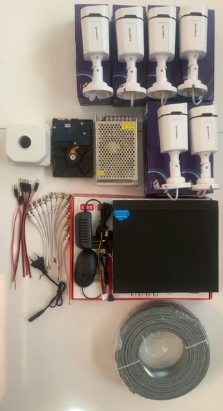 6 Kameralı Set 5MP Sony SecuLensli 1080P, 4 Warm LED, Gece Renkli, Full HD AHD Güvenlik Kamerası Seti, ColorVu, Plastik Kasa - Resim 3