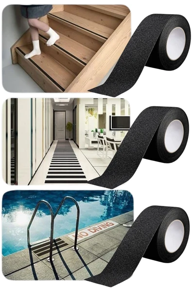 Taşlı Zemin Kaydırmaz Bant Kendinden Yapışkanlı Güvenli Yüzey Şeridi Merdiven ve Zeminler İçin ürün görseli