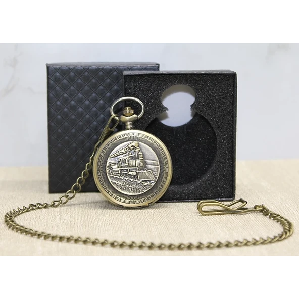 Özel Kutulu Tren Temalı Köstekli Saat Alk4670