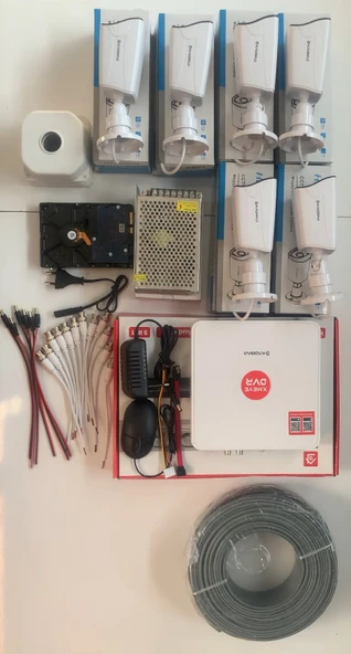 6 KAMERALI SET - 5MP Sony SecuLensli 1080P Full HD AHD, 6 Atom LED, Gece Görüşlü, IP66 Su Geçirmez, Güvenlik Kamerası, V1 - Resim 3