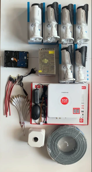 6'LI KAMERALI GÜVENLİK KAMERASI SETİ - 5MP Sony SecuLensli 1080p AHD, 8 Warm LED, Colorvu Gece Renkli Görüş, V1 - Resim 3