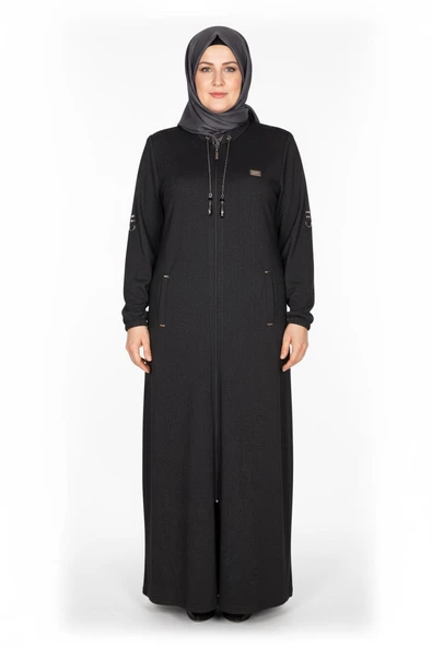 Hesna Kadın Zeren Battal Beden Baharlık Boydan Siyah Pardesü ürün görseli 1