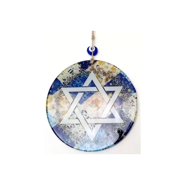 Davut Yıldızı Simgeli Füzyon Cam Duvar Süsü - 2