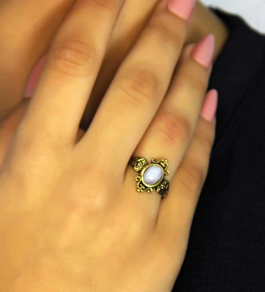 Doğal Taş Aytaşı Doğal Taşlı Antik Model Kadın Ayarlanabillir Yüzük euy78ay ürün görseli