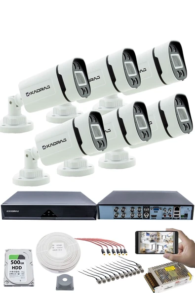 6 Kameralı Set 5MP Sony SecuLensli 1080P, 4 Warm LED, Gece Renkli, Full HD AHD Güvenlik Kamerası Seti, ColorVu, Plastik Kasa ürün görseli