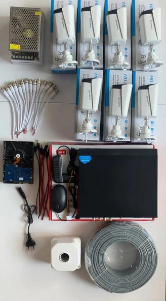 7'LI KAMERA SETİ - 5MP Sony SecuLensli 1080P Full HD, 6 Atom LED, AHD Güvenlik Kamerası Seti, Gece Görüşlü, Metal Kasa - Resim 3