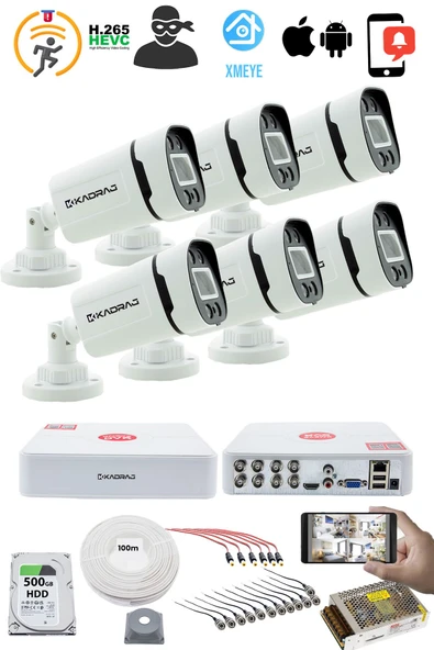 6 Kameralı Set 5MP Sony SecuLensli 1080P, 4 Warm LED, Gece Renkli, Full HD AHD Güvenlik Kamerası Seti, ColorVu, V1 - Resim 2