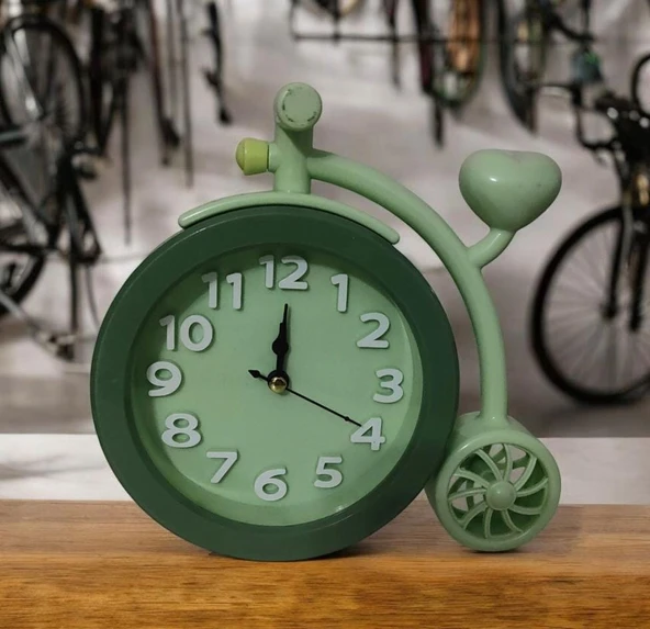Yaratıcı Ofis Masaüstü Bisiklet Yatak Odası ÇOCUK ODASI Başucu Saati Yaratıcı Saat YEŞİL RENK - 3