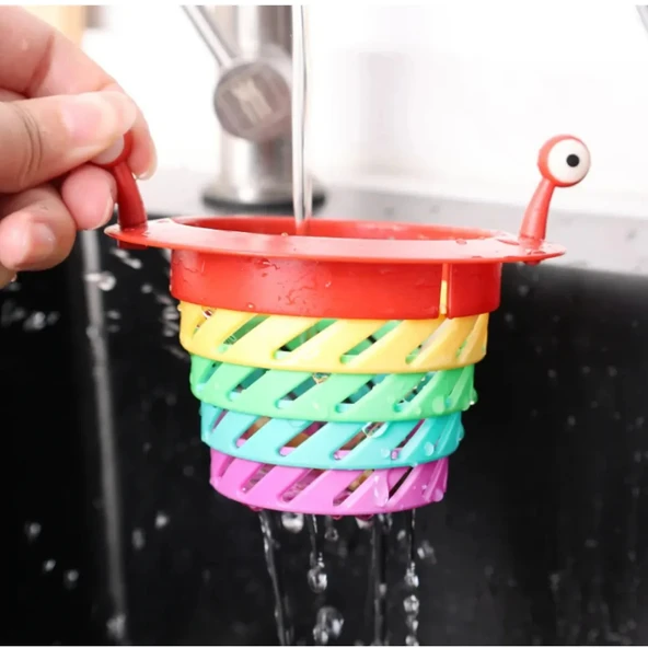 Lavabo Süzgeci Renkli 6 Kademeli Mutfak Gider Tıpası Lavabo Süzgeci - Resim 2