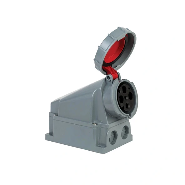Mete Enerji 406622 4X63A IP67 Duvar Prizi -Eğik Gövdeli-380-415 V ürün görseli 1