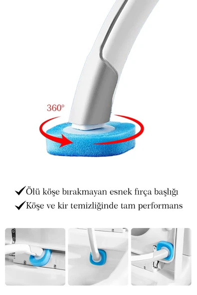 Kullan At Süngerli Tuvalet Temizleme Fırçası Yedek Başlığı 10 Adet Pratik Hijyenik Tuvalet Temizlik Süngeri - Resim 3