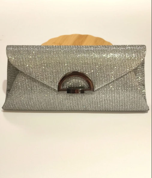 Monalisa Home Şık Abiye Gri Simli Çanta ürün görseli