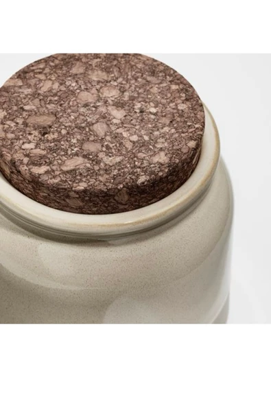 Brugdhaj seramik kavanoz, bej, 1lt - Resim 4