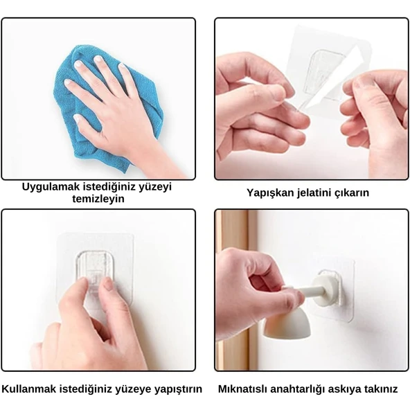 Lamba Şeklinde Mıknatıslı Duvar Tipi Anahtar Tutucu Askı Yapışkanlı Dekoratif Priz Yanı Anahtarlık Organizer - 8