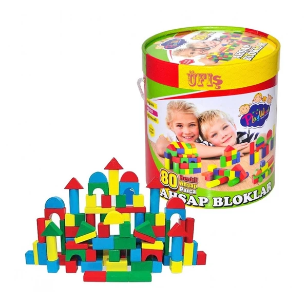 Kutulu 80 Parça Renkli Ahşap Bloklar - 2