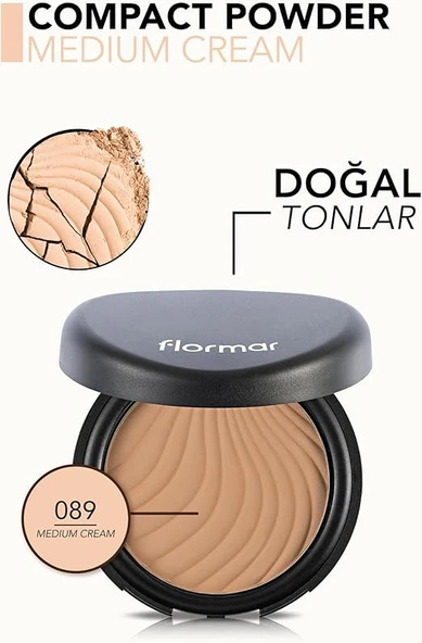 Flormar Yüksek Pigmentli & Yarı Mat Bitişli İnce Yapılı Kompakt Pudra 89 MEDIUM CREAM - Resim 2