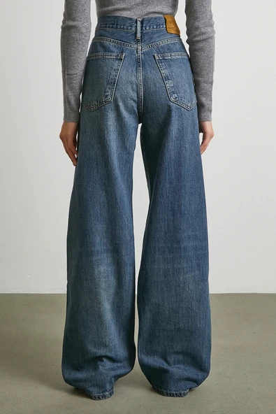 Yüksek Bel Beş Cepli Regular Fit Jean Lacivert - Resim 6